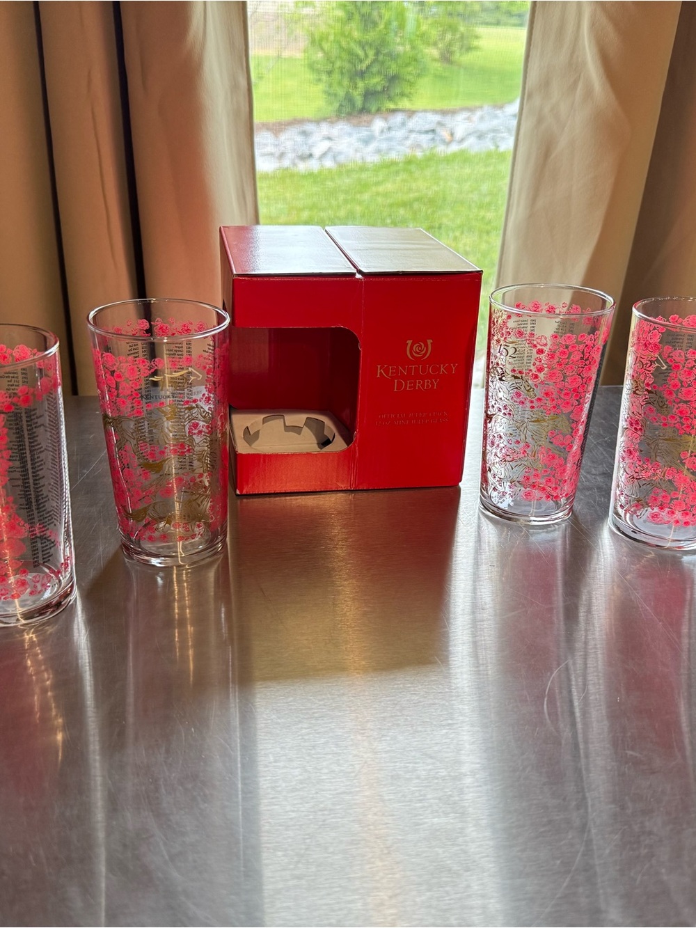 Official Kentucky Derby 152 Mint Julep Glasses 12 oz 4 Pack New in Box - Picture 8 of 9